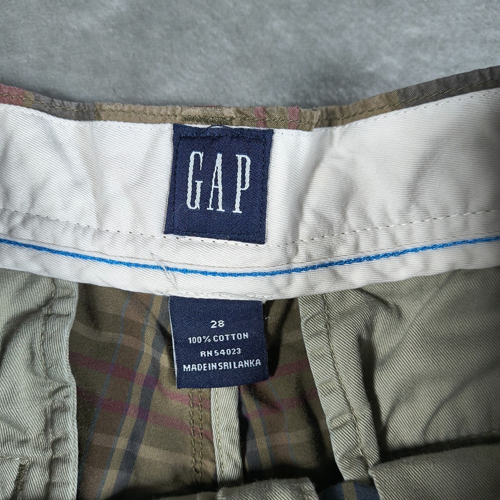 Gap Shorts Mens28 Brown Blue Red Plaid Flat Front Bermuda Casual Preppy Academia - Picture 4 of 9